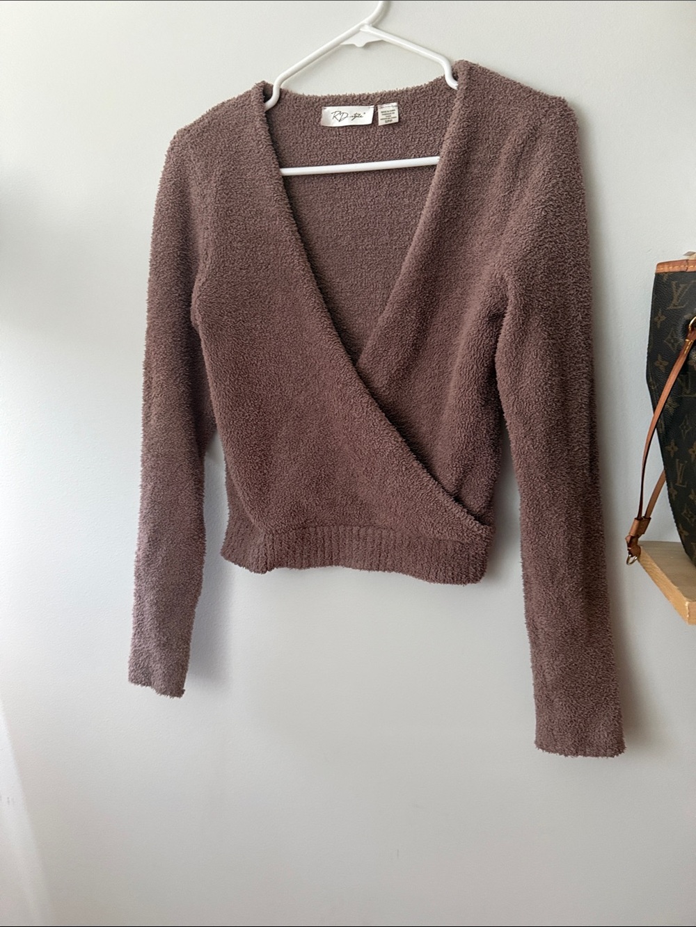 RD Style Soft Wrap V-Neck Sweater - Mauve Brown